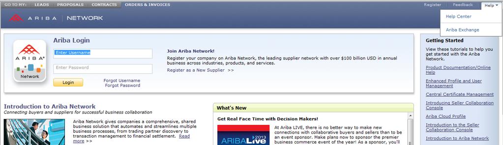 Training and Resources - Ariba Network Standard Documentation Go to: http://supplier.ariba.