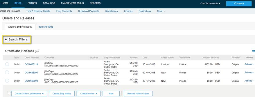 View Purchase Orders Click on Inbox tab to manage your Purchase Orders.