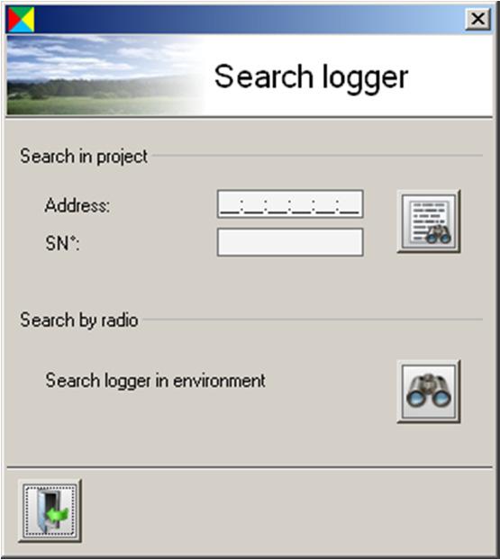 Bluetooth. Here, you can search for a certain logger in the project.
