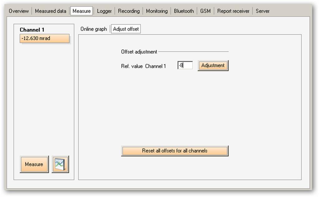 For this, enter a desired value and click on [Adjust]. An average value is formed from 3 measurements.