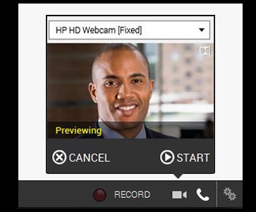 If you have multiple webcams connected to your computer, select the webcam to use from the dropdown list. 4. Select Start to stream your video to your meeting participants. 5.