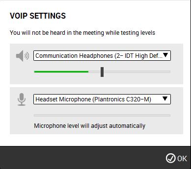 Start or Join a Meeting with Voice over IP (VoIP) Available to both moderators and participants, Voice over IP provides the option of using a Voice over IP softphone instead of a traditional phone