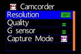 Camcorder Menu Camera Menu Motion