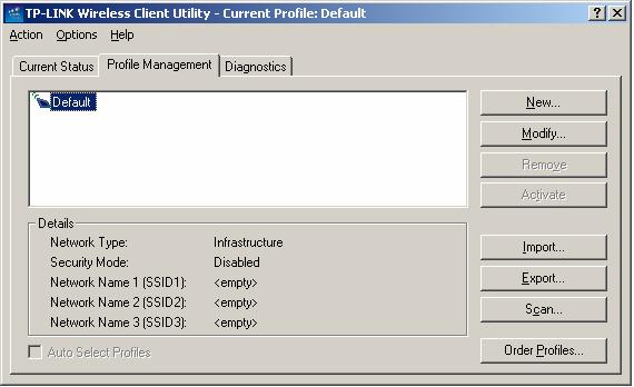 profiles Figure 3-3 Profile Management tab 3.2.1 Add or Modify a Configuration Profile To add a new configuration profile, click New on the Profile Management tab.