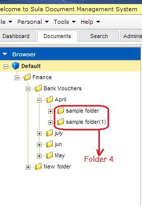 Folder above 3 rd level can be selected by using magnifying glass icon as shown in the screenshot. 7.3.3 Upon giving the search command, a list of documents containing the entered keyword will be displayed.