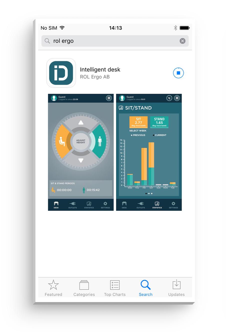1. GETTING STARTED Your device needs to be connected to the Internet. Download the Intelligent Desk app from App Store or Google Play Store.