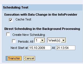 The filling of OLAP cache is scheduled using the Schedule option as shown below.