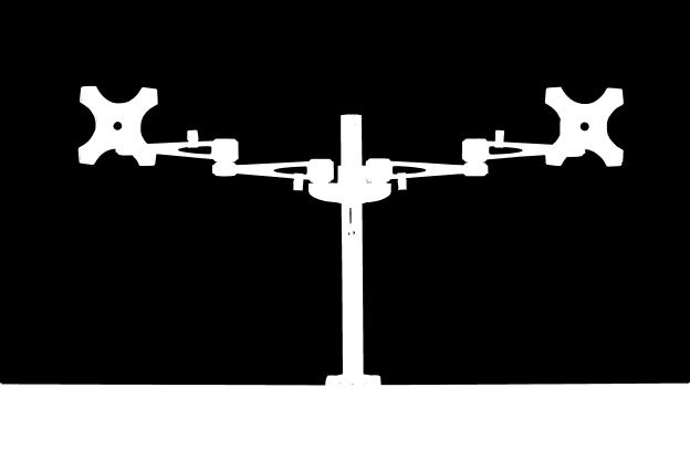 With a C-Clamp mounting 726CS Dual LCD Arm (Grommet) Weight capacity: 6kgs each screen This LCD mounting arm is designed to support two screens up to 26 from one pole.