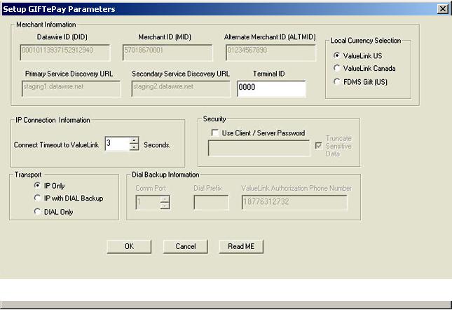8. If the Datawire registration process is successful, then the following setup screen will be displayed: 9.