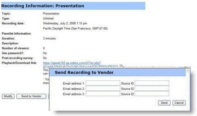 methods: Go to My WebEx > My Meetings; click the name of the event in the Topic column; then click.