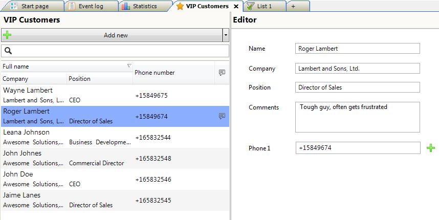 4.7.2 Viewing VIP Customer List VIP Customers tab in the Database area hosts the list of the VIP customers whose details are stored within the system.