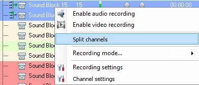 Figure 17: Splitting channels Merged channels are recorded into a single audio file, while the DB detects it as recorded through master channel (you can view master channel ID in column of the