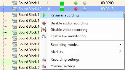 When you try to disable active channel recording, regardless of the mode enabled, the application will warn you about possible data loss.