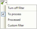 Figure 51: GUI elements when a filter is applied To view currently applied filter settings, move your mouse pointer to the tab (see Fig. 51).