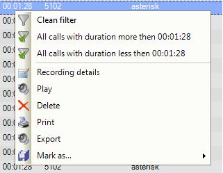 Figure 52: Recording duration quick filters Recording duration quick filtering is applied to overall complex recording duration, if there is any. E.g., in case the list has two simple recordings, 10 seconds each, forming part of a complex recording, the All recordings less than 15 seconds query will return no results.