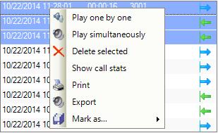 Figure 57: Recording shortcut menu If you select multiple recordings, the menu will look like shown on Figure 58. This menu lists options for working with multiples recording.