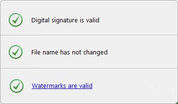 You can see some examples of authentication results in the table below. Digital Signature File Name Watermarks Final Result To view watermarks embedded into the recording, click the link (Fig.