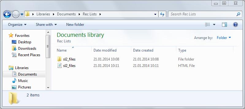 Figure 91: Viewing complex recordings In case you selected List and files mode while exporting, a dedicated subfolder will be created for files within the