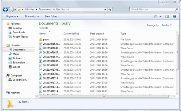 Figure 93: Exported files Related files, such as web page styles, are saved into the page folder. 4.5.8 Recording Color Labelling You can use recording color labels to mark current recording statuses.