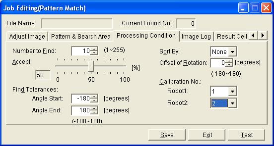 9 Detailed Explanation of Functions (3) Set the calibration number. Specify the calibration number for [Robot 1] and [Robot 2] in [Calibration No.