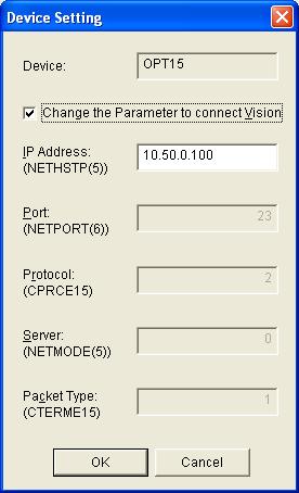 7 Robot Controller Settings From the "Device List", select [OPT15], then click the [Change] button.