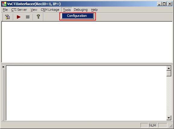 2. From the VsCTIInterfacer window, click Tools > Configuration. 3.
