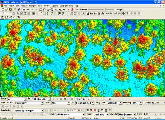 footprint, lower sampling density LIDAR data provided by the North