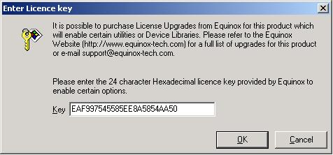 1.5.4 Entering the License String to upgrade your programmer Once you have received the License String from Equinox, please follow the steps below to apply the upgrade to your programmer: Launch