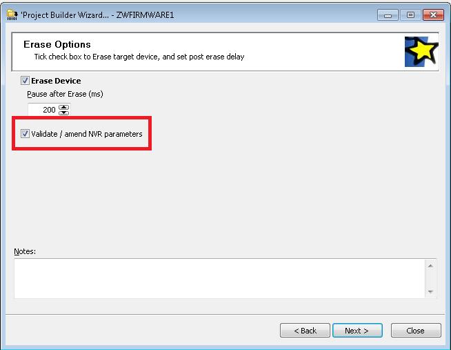 4.6 Setting up the 'Chip Erase' / 'Amend NVR parameters' options The 'ERASE' tab is used to configure the following options: 1.