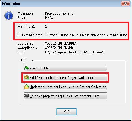 4.10 Compiling your standalone project Once you are happy that all the various settings in your 'Standalone programming project' are correct, it is necessary to compile all these settings into the