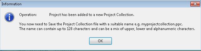 4.11 Adding your standalone project to a Project Collection The compiled Project File *.prj must now be added to a Project Collection File (*.ppc) so that it can be uploaded to a PC.