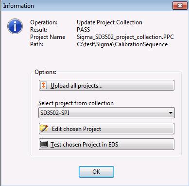 The 'Update Project Collection' process should now report 'PASS'.