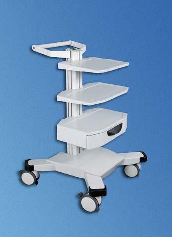 Knürr SynergyCart Laptop Cart Flexible use in hospitals, offices, test environments, labs - Extruded aluminum vertical supports and handle, powder-coated - Sheet steel basic frame and installation