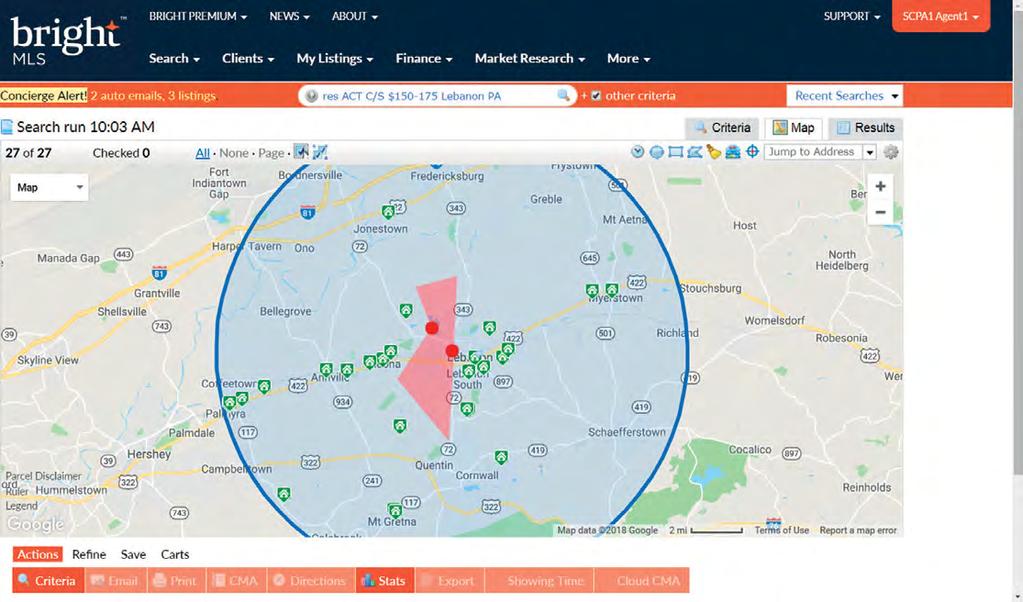 Map Search It s easy to search for listings and even view the results right from the map. Take advantage of this powerful search! 1. From the Search menu, select the desired search category. 2.