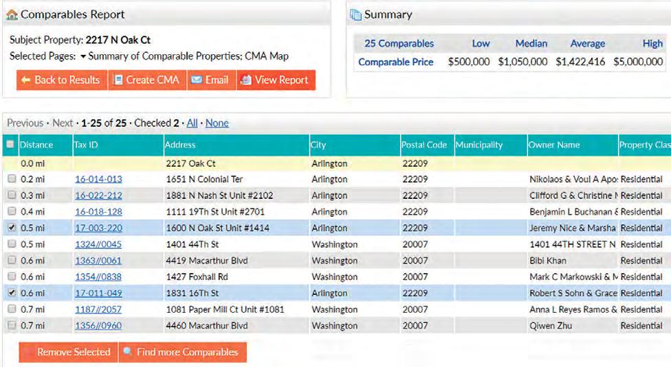 Search for your subject property and select the Agent 360 Property Report display. 2. Click View Comparable Properties. 3. View Selected Pages and if necessary, add or remove pages for your CMA. 4.