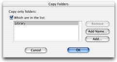 Which are aliases check box Use this check box to copy only those files which are aliases. Don't copy any files Choose Don't copy any files to choose files which are not to be copied.