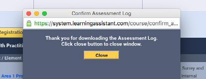 STEP 2c The assessment log will