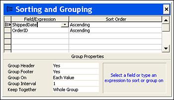Sorting And Grouping Your Report Using The Sorting And Grouping Window You can easily sort and/or group data in a report. Sorting organizes records by the values in one or more fields.