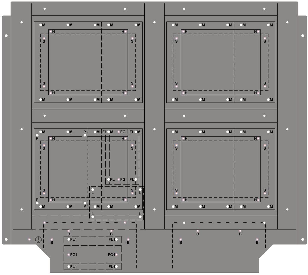 Synergis enclosure assembly Component locations for small Synergis enclosures The locations of the components are defined by the hole patterns on the backplate of the small enclosure.