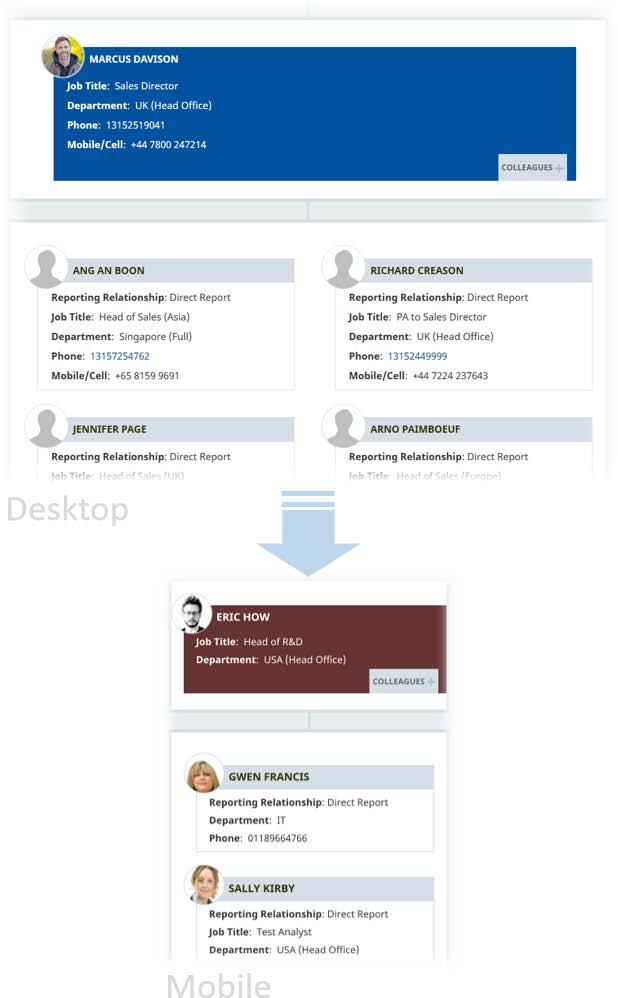 Functionality Org Chart displays as a single column of team members: Can I access Administration pages through Mobile? No.