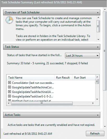 The Task Scheduler Utility Allows you to schedule tasks to run automatically at predetermined times,