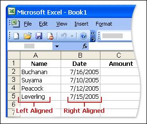 Figure 8. Enter dates and times Excel aligns text on the left side of cells, but it aligns dates on the right side of cells.