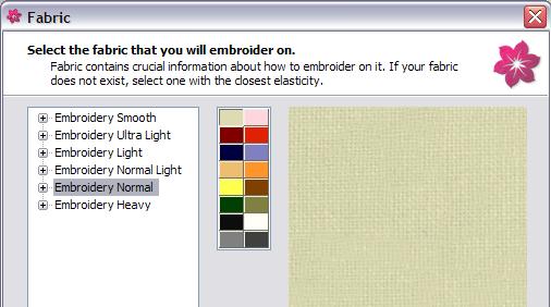 More on Fabric Type In the Fabric dialog box of the Wizard, you may choose among six fabric types.