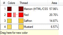 In the Replace Color dialog box, clicking on the heading of the columns (thread or brush or color)