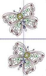 Editing Draw Files: Open DesignWorks Select Open Existing. Click Browse. Navigate to BERNINA DesignWorks Samples> CutWork> Bernina_044_butterfly.draw. Select Open. Notes Notes: Resizing and Rotating Select Edit> Select All.