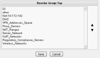Creating Your Network Hierarchy 53 Table 6-1 Add New Object Parameters Parameter Group Name Weight IP/CIDR(s) Description Color Database Length Action From the drop-down list box, select a group for