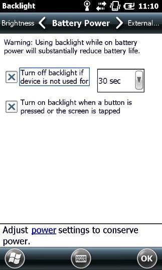 In the Advanced tab user can select to turn off screen if device not used for some amount of time.