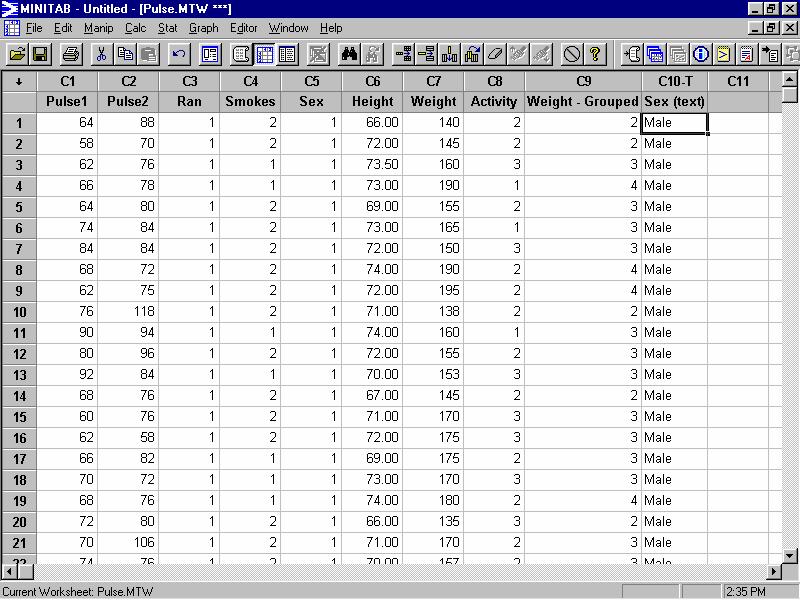 HOW: Select Numeric to Text; identify the Code from column and the column into which the data are to be placed (here C10); enter the original value(s) and the new text value; select okay SAMPLE