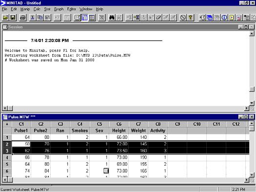 EDITING A WORKSHEET Once data are in a worksheet (data window), it can be edited.