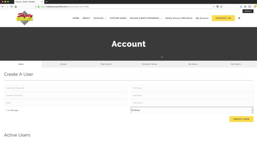 The first management feature we will go over is the Users tab. Under the users tab you are able to create a user.